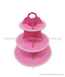 3-Level Cardboard Tier (Assorted Colours) Sweetest Moments Polka Pink Cupcakes