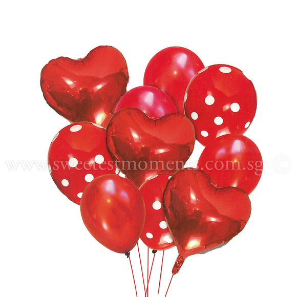 BB13 Red Hearts Balloon Bouquet