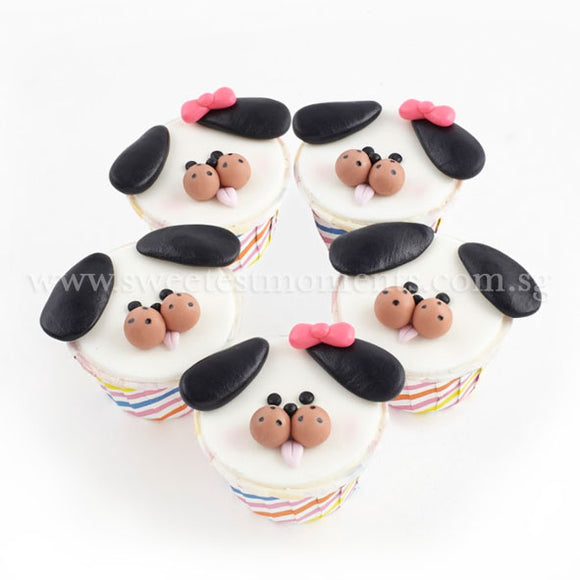 CF09 Happy Puppies Sweetest Moments Full Month Standard Cupcake Fondant Box of 5