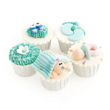 CF03 Cradled Cuties Sweetest Moments Full Month Standard Cupcake Buttercream Fondant Blue Box Of 5