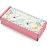 CF04 All About Baby Sweetest Moments Full Month Standard Cupcake Buttercream Fondant Blue Box Of 10