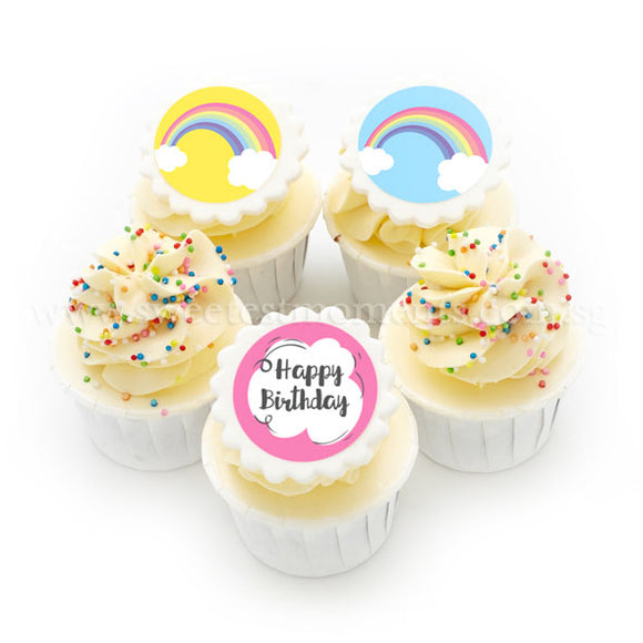CK09 Rainbow Wishes Sweetest Moments Birthday Standard Cupcake Buttercream Fondant