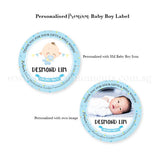 Personalised Premium Baby Boy Cookie Label Blue