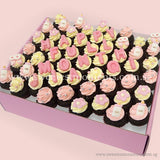 CM07 Mini Baby Pink Sweetest Moments Full Month Mini Cupcake Buttercream Fondant Box of 54