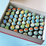 CM04 Mini Boy Sweetest Moments Full Month Mini Cupcake Buttercream Fondant Box of 54