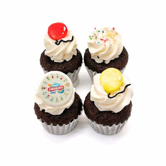 Children's Day Mini Cupcakes by Sweetest Moments inclusive of balloons, sprinkles and edible image.