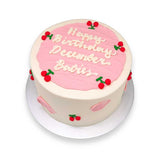 Cherry Blush Cake with white buttercream base, with strokes of pink pastel brushes and personalised message perfect  for birthdays, anniversaries, full month and 100 days celebrations by Sweetest Moments Singapore.