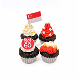 4pcs Fly Our Flag High Singapore Mini Cupcakes