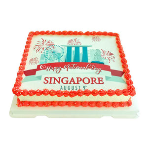 Happy National Day Singapore Rectangular Cake