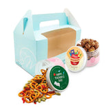 Sweetest Moments Teachers Day Set A: Healthy Nuts + Chocolate Popcorn in Blue Twin Box