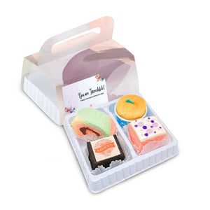 sweetest moments, appreciation pack, snack box, brownie, swiss roll, muffin, pastel cube, corporate, personalised card, colleagues, company anniversary, celebration