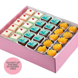 Sweetest Moments Tea Party Set for Dino Dessert Table - Pastel Cubes, Dino Brownies, Peach Tarts