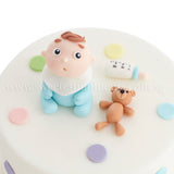 CFR19 Oh Baby Baby Sweetest Moments Full Month Cake Fondant Boy Blue