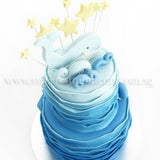CKR34 2-Tier Wavy Ocean Sweetest Moments Birthday Cake Fondant