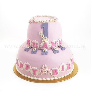 CKR11 2-Tier Flora Bouquet Sweetest Moments Birthday Cake Fondant