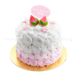 CRR03 Longevity Peach Rosette Cake sweetest moments buttercream vanilla sponge cake