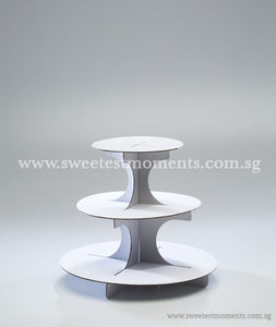 3-Level White Cardboard Tier Sweetest Moments Cakes Cupcakes Display Dessert Table