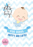 DIY Dessert Table Pack Sweetest Moments Full Month 100th Day Classic Boy A0 Poster