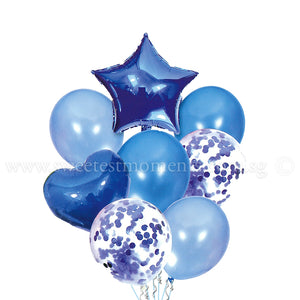 BB09 Blue Star & Heart Balloon Bouquet