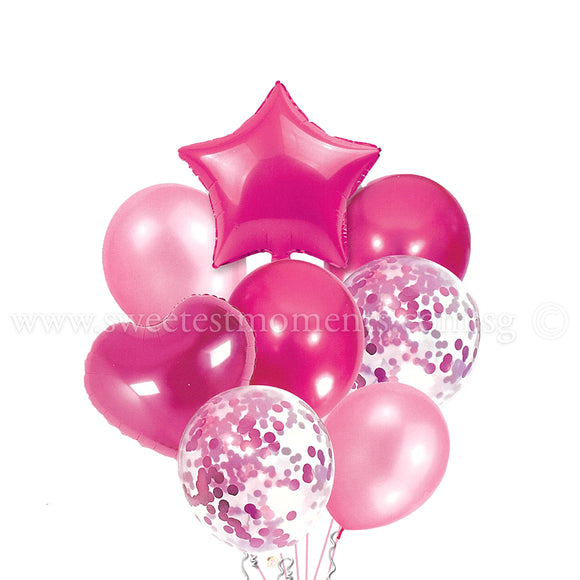 BB10 Pink Star & Heart Balloon Bouquet