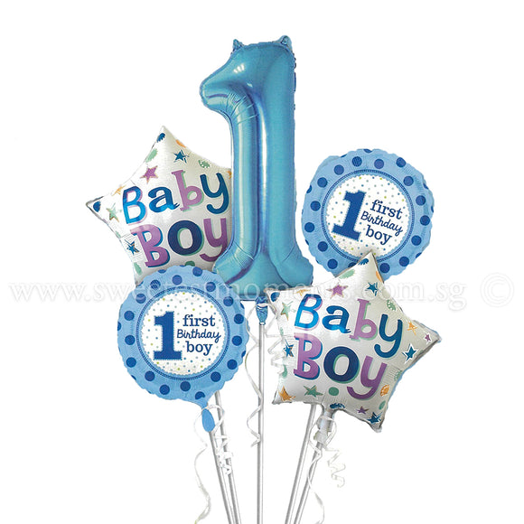 BB03 Baby Boy 1st Birthday Balloon Bouquet