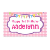 Flag Topper Cake Birthday Girl Pink Personalised Message Well-Wishes Sweetest Moments