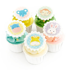 CF05 Baby Animals Sweetest Moments Full Month Standard Cupcake Buttercream Fondant Edible Image Personalised Box of 5