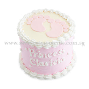CFR01 Teeny Weeny Feet Sweetest Moments Full Month Cake Buttercream Pink
