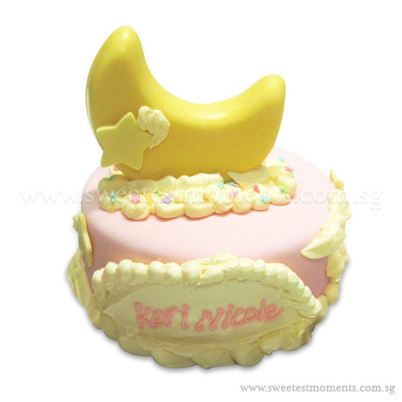 CFR07 Smiley Moon Sweetest Moments Full Month Cake Fondant