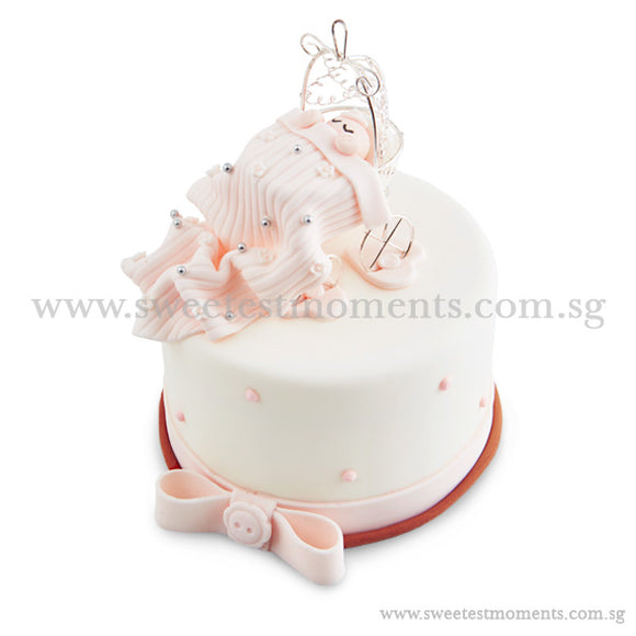 CFR10 Baby in Carriage Sweetest Moments Full Month Cake Fondant Pink
