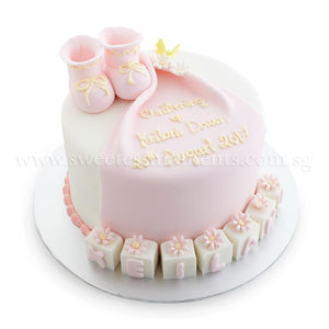 CFR13 My Booties Sweetest Moments Full Month Cake Fondant Pink