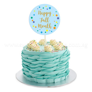 CFR17 Classic Ruffles Sweetest Moments Full Month Cake Buttercream Blue Flag Topper