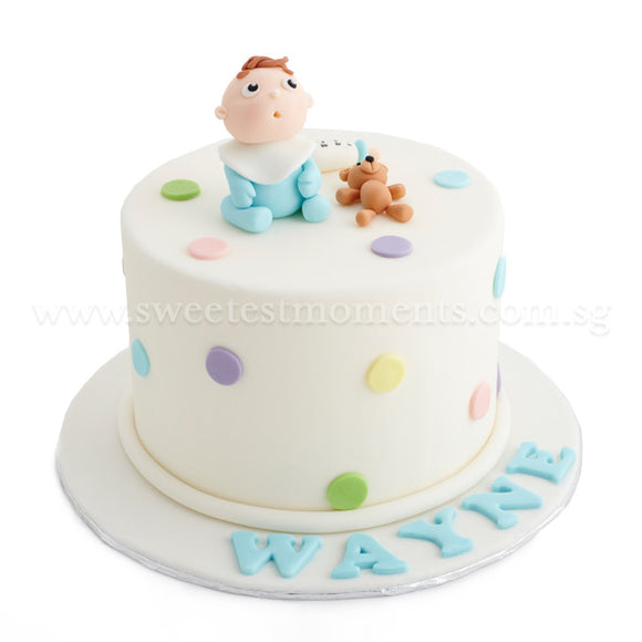 CFR19 Oh Baby Baby Sweetest Moments Full Month Cake Fondant Boy Blue