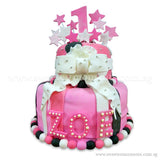 CKR12 2-Tier Pink Paradise Sweetest Moments Birthday Cake Fondant