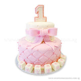 CKR16 2-Tier Classic Pink Birthday Sweetest Moments Cake Fondant