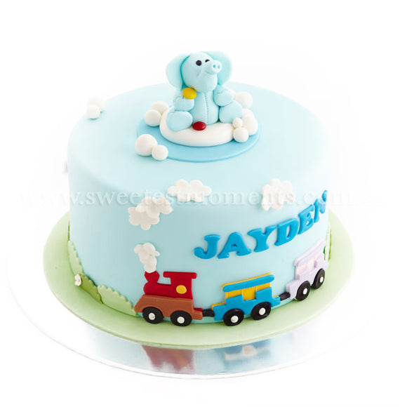 CKR19 Elephant Railway Ride Sweetest Moments Birthday Cake Fondant 10 inch