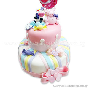 CKR22 2-Tier Lollipopy Sweetest Moments Birthday Cake Fondant