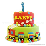 CKR23 The Toy Train Sweetest Moments Birthday Cake Fondant 2-Tier