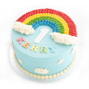 CKR36 Rainbow In The Clouds Sweetest Moments Birthday Cake Buttercream