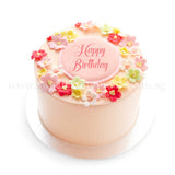 CRR06 Tropical Blooms Sweetest Moments Birthday Cake Buttercream Fondant