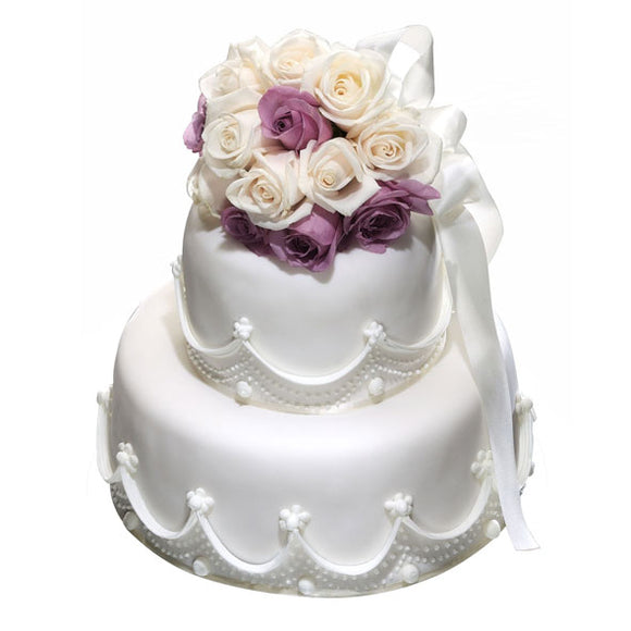 CWR02 Blossom Garden Sweetest Moments Wedding Cake Fondant 2-Tiered