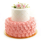 CWR10 Rosette Pearl Sweetest Moments Wedding Cake Fondant Buttercream 2-Tiered