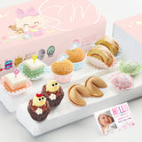 FA19C Classic Happiness Full Month Package Sweetest Moments Mini Muffins Pastel Cubes Mini Chicky Chicks Swiss Rolls Mochi 旺旺 Cookies Baby Girl Box