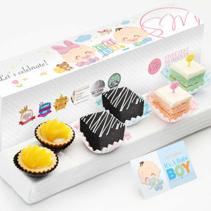 Sweetest Moments PP06 Favours De Petit Full Month Package Tsum Tsum Bunny with Tsum Tsum Boy Card - Peach Tarts, Brownies, Pastel Cubes