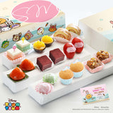 Sweetest Moments PF01 Premium Finest Baby Full Month or 100 Days Tsum Tsum Bunny Package with Girl Card - Pastel Cubes, Peach Tarts, Swiss Rolls, Ang Ku Kuehs, Red Velvet Cubes, Goodluck Red Eggs, Mochi, Muffins, Glutinous Rice