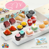 Sweetest Moments PF02 Premium Grandeur Baby Full Month or 100 Days Tsum Tsum Bunny Package with Boy Card - Red Velvet Cubes, Swiss Rolls, Brownies, Ang Ku Kuehs, Peach Tarts, Goodluck Red Eggs, Mini Cupcakes, Pastel Cubes, Muffins
