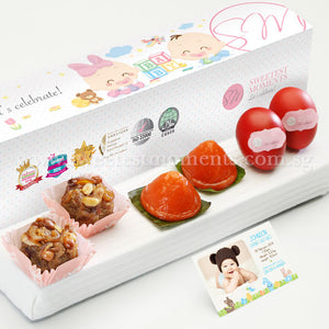 PP02 Tradition De Petit Full Month Package Sweetest Moments Glutinous Rice Ang Ku Kuehs Good Luck Red Eggs Baby Block Box