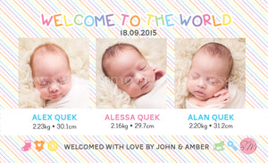 Personalised BabyCards for Triplets Sweetest Moments Welcome Babies BabyCard