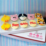CK05 Animal Theme Sweetest Moments Birthday Standard Cupcake Fondant Box of 10
