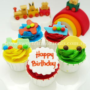 CK08 Little Engines Sweetest Moments Birthday Standard Cupcake Buttercream Fondant